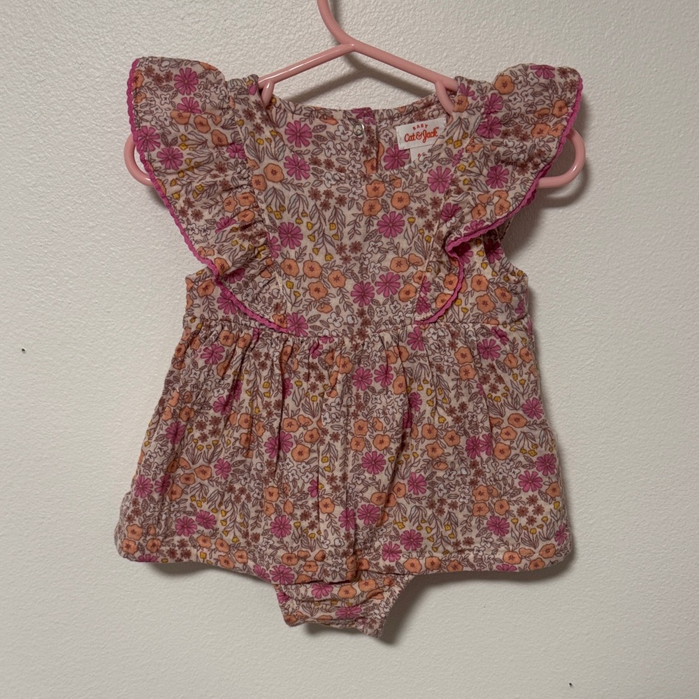 Cat & Jack Floral Bodysuit - Pink and Orange
